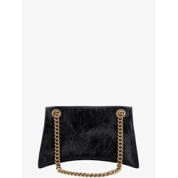 Leather shoulder bag with frontal monogram