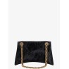 Leather shoulder bag with frontal monogram