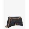 Leather shoulder bag with frontal monogram