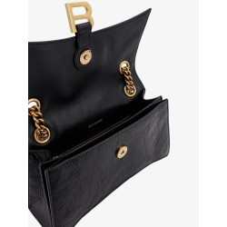 Leather shoulder bag with frontal monogram