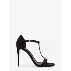 Satin sandals with metal monogram