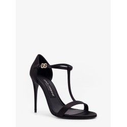 Satin sandals with metal monogram