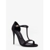 Satin sandals with metal monogram