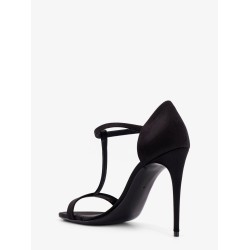 Satin sandals with metal monogram