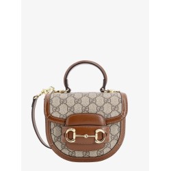Gg supreme fabric and leather handbag with iconic horsebit