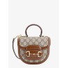 Gg supreme fabric and leather handbag with iconic horsebit