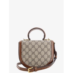 Gg supreme fabric and leather handbag with iconic horsebit