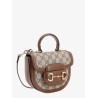 Gg supreme fabric and leather handbag with iconic horsebit