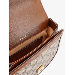 Gg supreme fabric and leather handbag with iconic horsebit