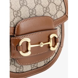 Gg supreme fabric and leather handbag with iconic horsebit