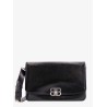 Leather shoulder bag with metal monogram