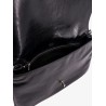 Leather shoulder bag with metal monogram