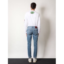 Cotton jeans with back logo patch
