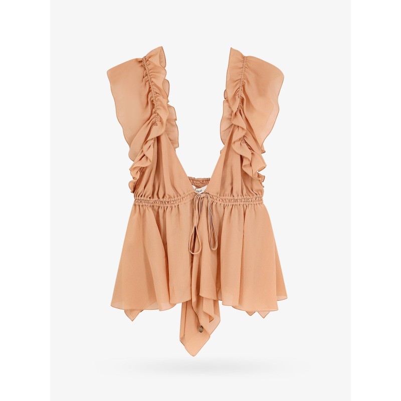 Silk top with rouches