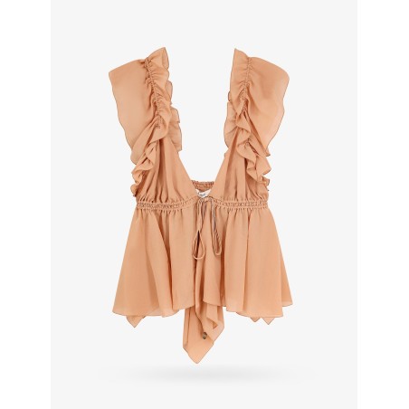 Silk top with rouches