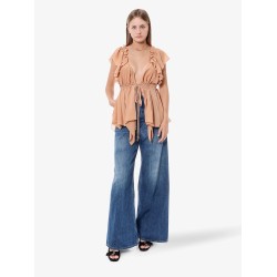 Silk top with rouches