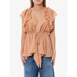 Silk top with rouches