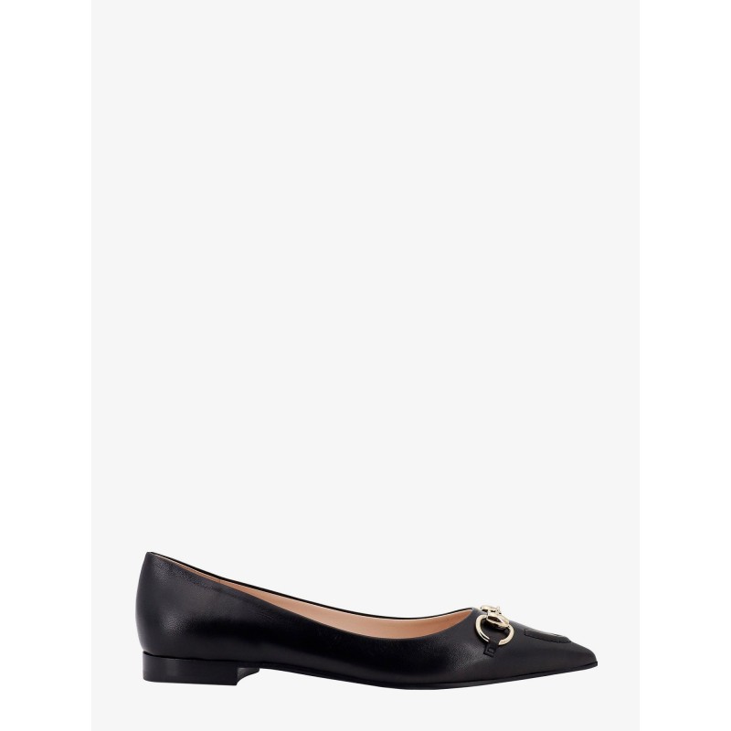 Leather ballerinas with metal horsebit
