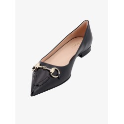 Leather ballerinas with metal horsebit