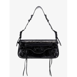 Patent leather shoulder bag with metal details