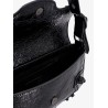 Patent leather shoulder bag with metal details
