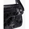 Patent leather shoulder bag with metal details