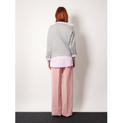 Cotton sweatshirt with contrasting shirt detail