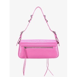 Leather shoulder bag with metal details