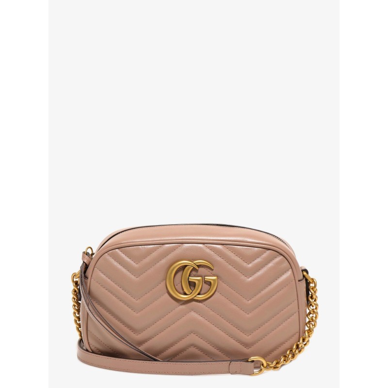 Matelassé leather shoulder bag with metal gg logo