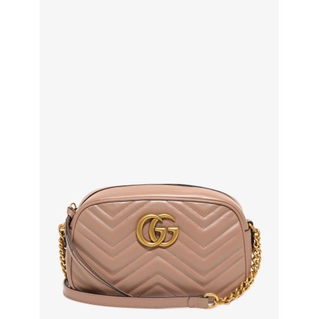 Matelassé leather shoulder bag with metal gg logo