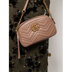 Matelassé leather shoulder bag with metal gg logo