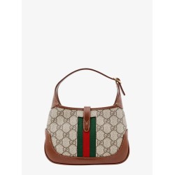 Gg supreme fabric and leather shoulder bag with iconic web band