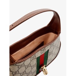 Gg supreme fabric and leather shoulder bag with iconic web band