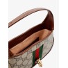 Gg supreme fabric and leather shoulder bag with iconic web band