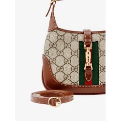 Gg supreme fabric and leather shoulder bag with iconic web band
