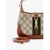 Gg supreme fabric and leather shoulder bag with iconic web band