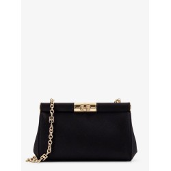 Satin shoulder bag with engraved logo