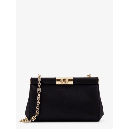 Satin shoulder bag with engraved logo