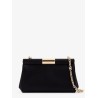 Satin shoulder bag with engraved logo
