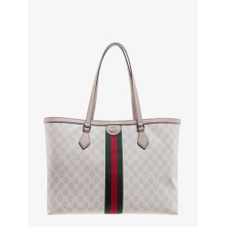Gg supreme fabric and leather shoulder bag with frontal web band