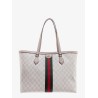 Gg supreme fabric and leather shoulder bag with frontal web band