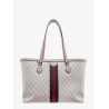Gg supreme fabric and leather shoulder bag with frontal web band