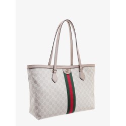 Gg supreme fabric and leather shoulder bag with frontal web band