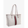 Gg supreme fabric and leather shoulder bag with frontal web band