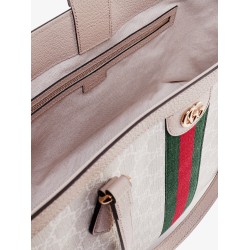 Gg supreme fabric and leather shoulder bag with frontal web band