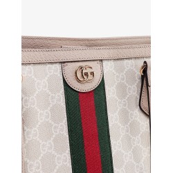Gg supreme fabric and leather shoulder bag with frontal web band