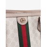 Gg supreme fabric and leather shoulder bag with frontal web band