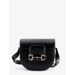 Leather shoulder bag with iconic metal horsebit