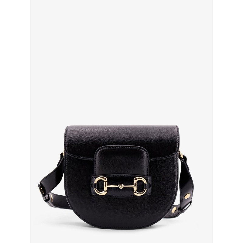 Leather shoulder bag with iconic metal horsebit
