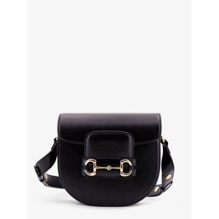 Leather shoulder bag with iconic metal horsebit